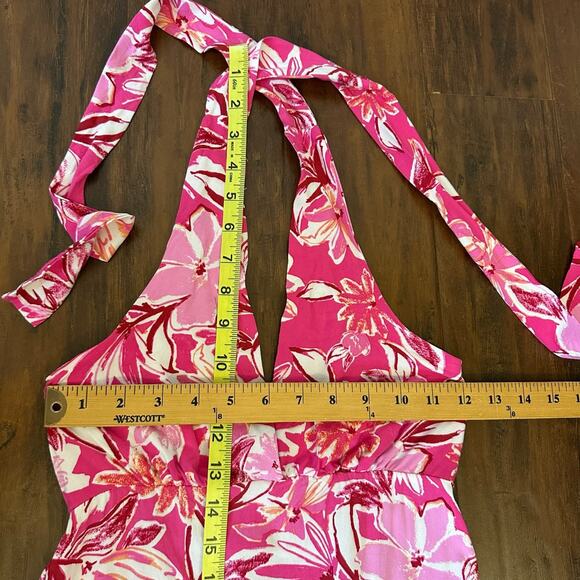 PETAL + PUP Nyla Dress Pink Floral Halter Neck A-Line Summer Beach - Picture 10 of 11
